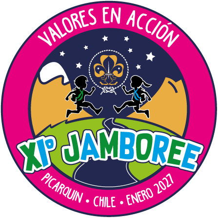 Insignia oficial del XI Jamboree Nacional 2027 &mdash; Valores en Acci&oacute;n